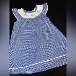 Sunshine Swing Blue Checkered Whale Toddler Girl’s Dress Size 4T EUC
